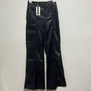 Wide leg faux leather pants